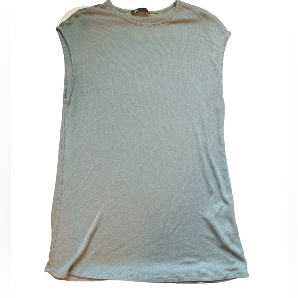Zara Knit Sleeveless Light Blue Top